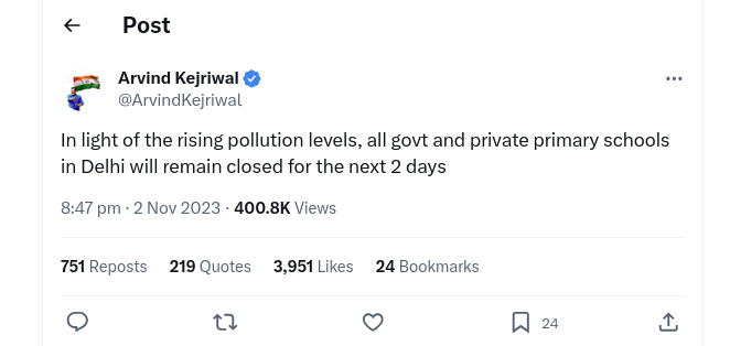बढ़ते प्रदूषण स्तर को देखते हुए दिल्ली