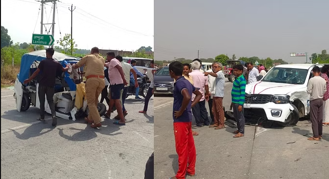 तेज रफ्तार एसयूपी ने सामने से आ रहे ऑटो को रौंदा