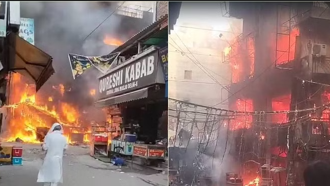 दिल्ली के शाहीन बाग की मशहूर फूड स्ट्रीट में लगी भीषण आग