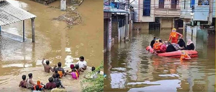 आंध्र-तेलंगाना में बारिश से हाहाकार