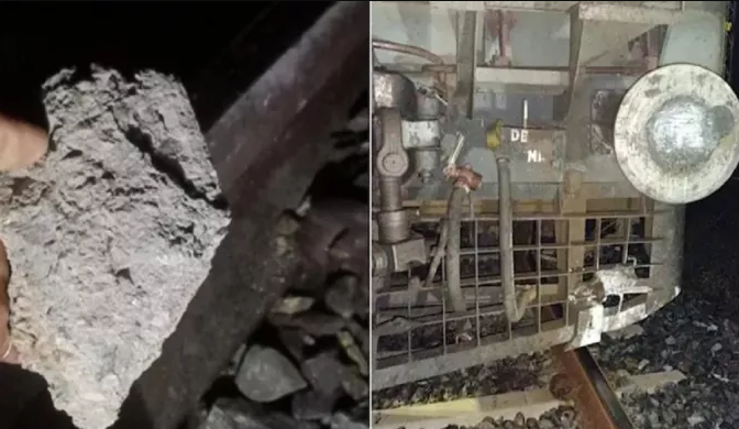 कानपुर के बाद अब अजमेर में ट्रेन पलटाने की साजिश  नाकाम, पटरियों पर मिले सीमेंट के ब्लॉक।