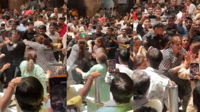 बांके बिहारी मंदिर में श्रद्धालु और निजी सुरक्षा कर्मियों के बीच विवाद, बात हाथापाई तक पहुंची, वीडियो सोशल मीडिया पर वायरल