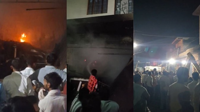 मथुरा में रेडीमेड दुकान में भीषण आग, लाखों का सामान जलकर राख,